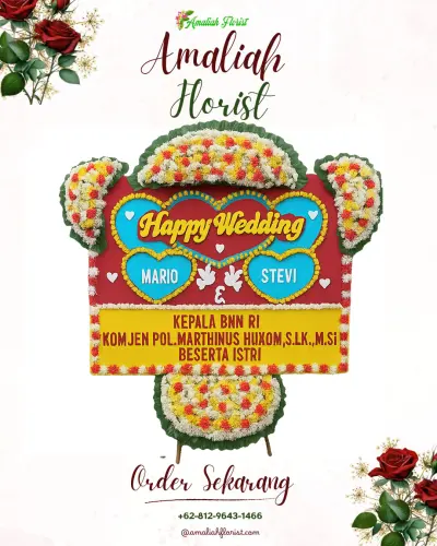 Karangan Papan Bunga Pernikahan di Sidarata